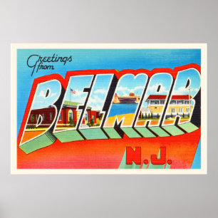 Belmar New Jersey NJ Old Vintage Travel Postcard - Poster