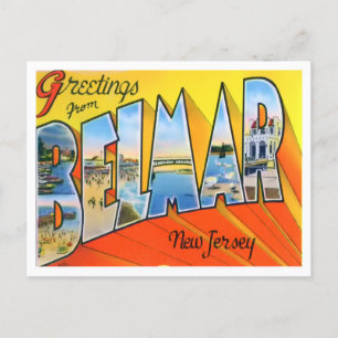 Belmar, New Jersey Vintag Big Letters Postcard Postkarte