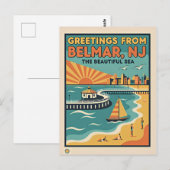 Belmar NJ Jersey Shore Retro Postkarte (Vorne/Hinten)