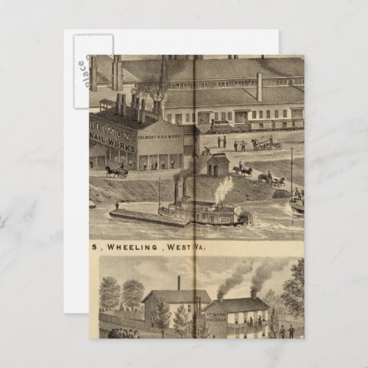 Belmont Nail Works, Wheeling Postkarte (Vorne/Hinten)