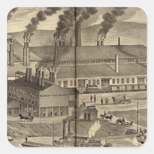 Belmont Nail Works, Wheeling Quadratischer Aufkleber (Vorderseite)