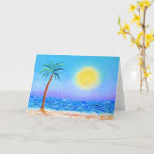 "Belmont’s Beach #4" Original Oil Painting Karte (Gelbe Blume)