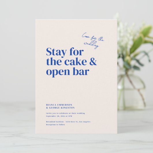 Belmont Typografy Wedding Einladung (Stehend Vorderseite)