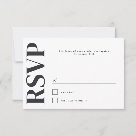 Belmont Typografy Wedding RSVP Karte (Vorderseite)