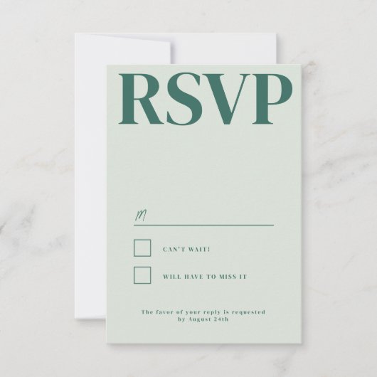 Belmont Typografy Wedding RSVP Karte (Vorderseite)