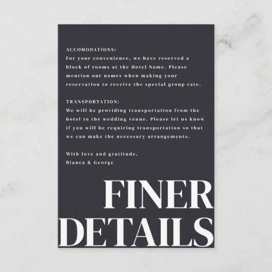 Belmont Vertical Wedding Begleitkarte (Vorderseite)