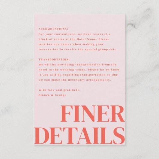 Belmont Vertical Wedding Begleitkarte (Vorderseite)