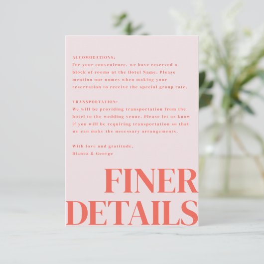 Belmont Vertical Wedding Begleitkarte (Stehend Vorderseite)