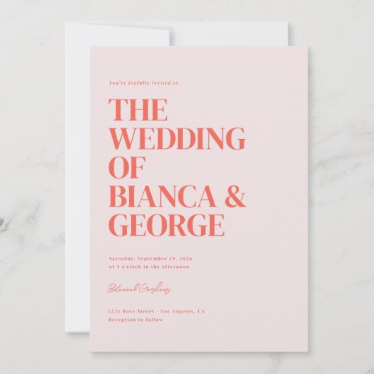 Belmont Vertical Wedding Einladung (Vorderseite)