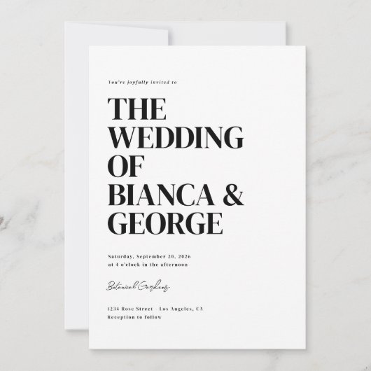 Belmont Vertical Wedding Einladung (Vorderseite)