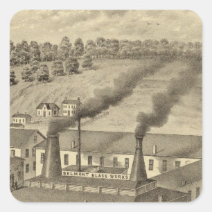 Belmontglasarbeiten, Bellaire, Ohio Quadratischer Aufkleber