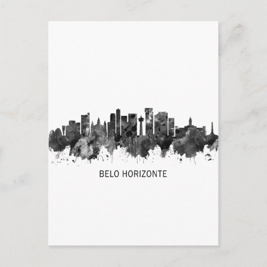 Belo Horizonte Brazil Skyline BW Einladungspostkarte (Vorderseite)