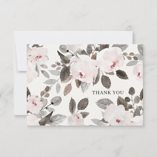 Belogene rosa Rosen Danke-Karte Dankeskarte (Vorderseite)