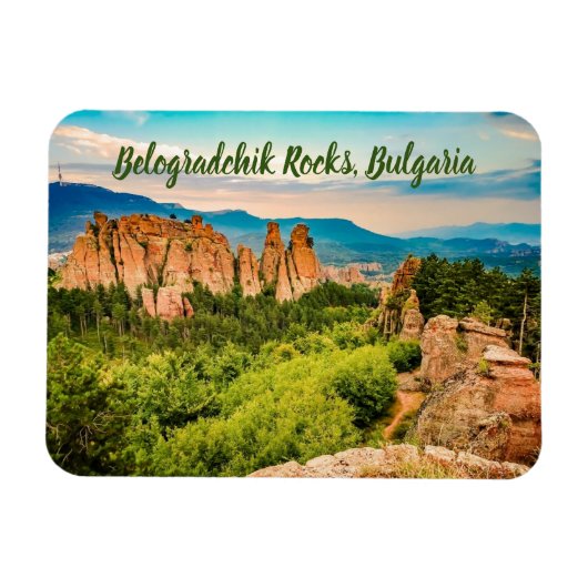 Belogradchik Rocks Bulgarien stilisiert Magnet (Horizontal)