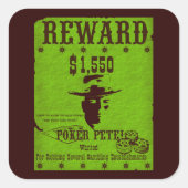 Belohnung Poker Pete Quadratischer Aufkleber (Vorderseite)