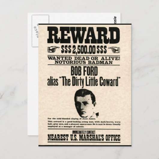 Belohnung Poster BOB FORD Postkarte (Vorne/Hinten)