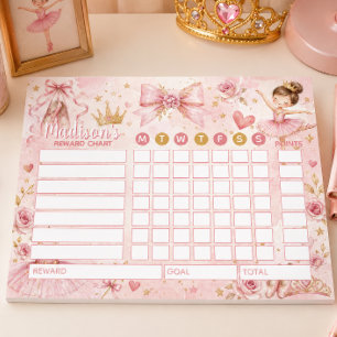 Belohnungsdiagramm Ballerina Personalisiertes Diag Notizblock
