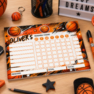 Belohnungsdiagramm Basketball Personalisiertes Dia Notizblock