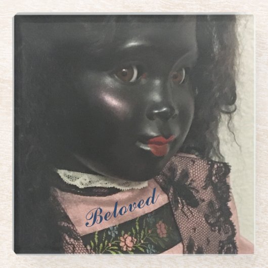 'Beloved' Beautiful Vintag Black Doll Untersetzer (Vorderseite)