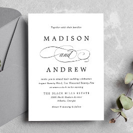 Beloved Black Calligrafy Wedding Einladung