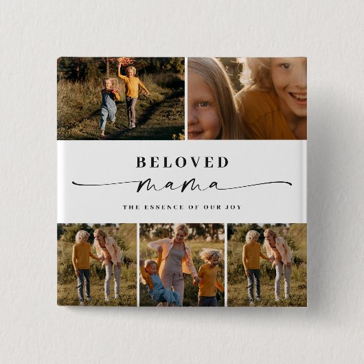 Beloved Mama Mama Happy Mother Day Foto Collage Button (Vorderseite)