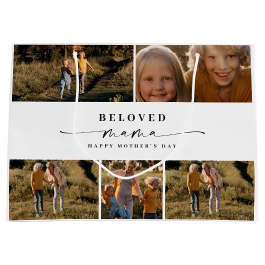 Beloved Mama Mama Happy Mother Day Foto Collage Große Geschenktüte (Vorderseite)