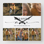 Beloved Mama Mama Happy Mother Day Foto Collage Quadratische Wanduhr (Vorderseite)
