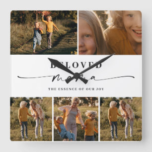 Beloved Mama Mama Happy Mother Day Foto Collage Quadratische Wanduhr