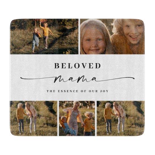 Beloved Mama Mama Happy Mother Day Foto Collage Schneidebrett (Vorderseite)