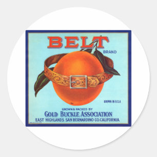 Belt Brand California Orange Runder Aufkleber