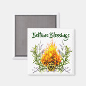 Beltane Blessings Floral Fire Wicca Magnet (Vorderseite/Rückseite)