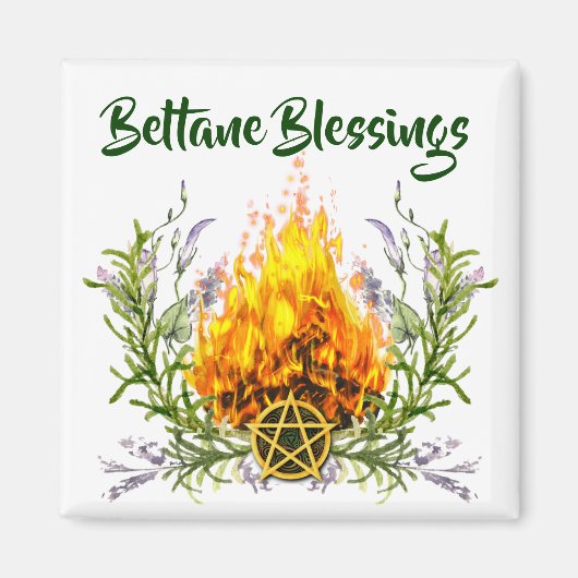 Beltane Blessings Floral Fire Wicca Magnet (Vorne)