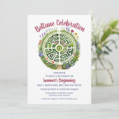 Beltane Celtic Garden Labyrinth Sabbat Party Einladung (Stehend Vorderseite)