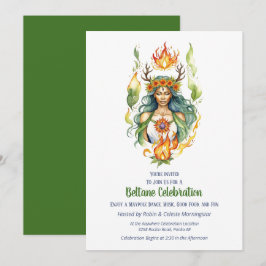 Beltane-Feuer Sommergöttin Floral Sabbat-Party Einladung