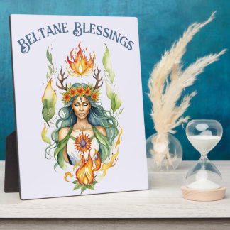 Beltane-Feuer Sommergöttin Floraler Sabbat-Altar Fotoplatte