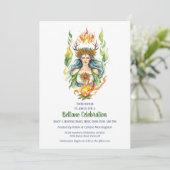 Beltane Fire Summer Goddess Floral Sabbat Party Einladung (Stehend Vorderseite)