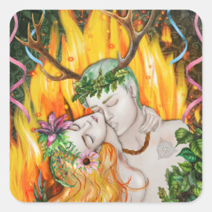 Beltane God & Goddess Wiccan Sabbat Quadratischer Aufkleber