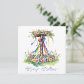 Beltane Maypole Floral Summer Begins Sabbat Feiertagskarte (Stehend Vorderseite)