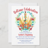 Beltane Maypole Summer Floral Sabbat Party Einladung (Vorderseite)