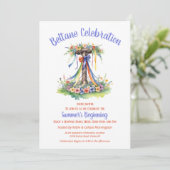 Beltane Maypole Summer Floral Sabbat Party Einladung (Stehend Vorderseite)
