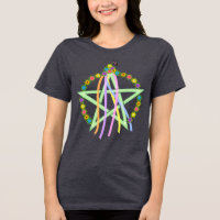 Beltane Pentagram mit Pastel Ribbons und Blume