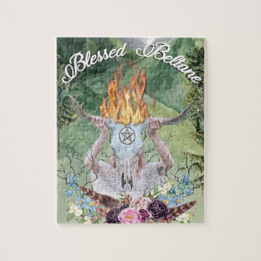 Beltane Sabbat Fire Ritual Scene Wiccan Puzzle (Vertikal)