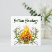 Beltane Segings Floral Fire Wiccan Feiertagskarte (Stehend Vorderseite)