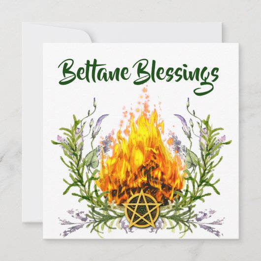Beltane Segings Floral Fire Wiccan Feiertagskarte (Vorderseite)