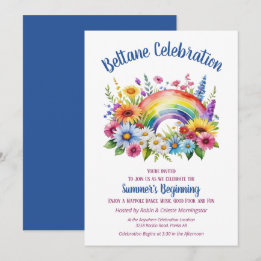 Beltane Sommer Blumen Regenbogen Sabbat-Party Einladung