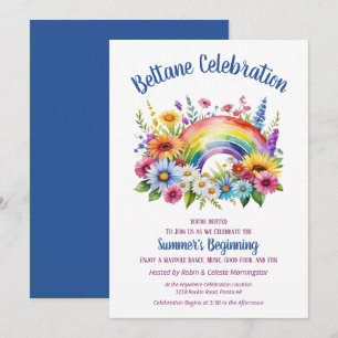 Beltane Sommer Blumen Regenbogen Sabbat-Party Einladung