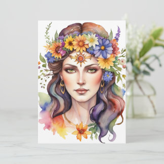 Beltane Sommergöttin Floral Wicca Sabbat Feiertagskarte