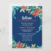 Beltane Summer Blume Wicca Watercolor Blue Einladung (Vorderseite)