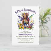 Beltane Summer Fairy Floral Sabbat Party Einladung (Stehend Vorderseite)