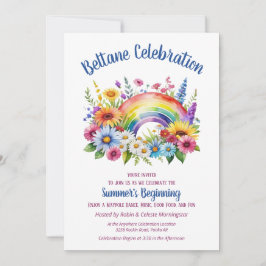 Beltane Summer Floral Rainbow Sabbat Party Einladung
